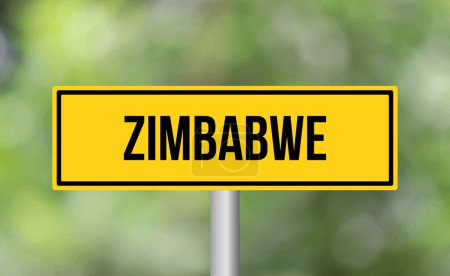 Photo for Zimbabwe road sign on blur background - Royalty Free Image