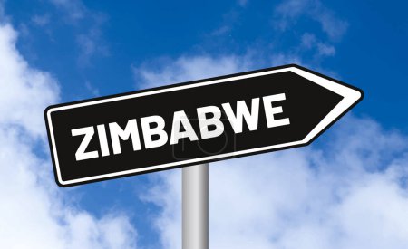 Photo for Zimbabwe road sign on cloudy sky background - Royalty Free Image