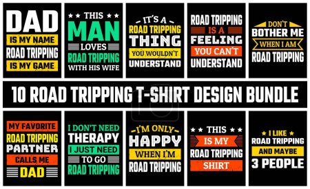 Illustration for Road Tripping T Shirt Design Set Vector - Royalty Free Image