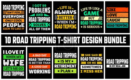 Illustration for Road Tripping T Shirt Design Set Vector - Royalty Free Image