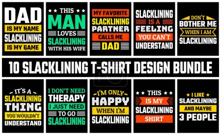 Illustration for Slacklining T Shirt Design Set Vector - Royalty Free Image