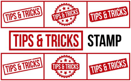 Illustration for Tips & Tricks Rubber Stamp set Vector - Royalty Free Image