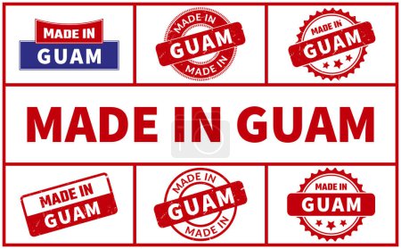 Téléchargez les illustrations : Fabriqué en Guam ensemble de timbres en caoutchouc - en licence libre de droit