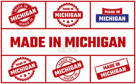 Illustration for Made In Michigan Rubber Stamp Set - Royalty Free Image