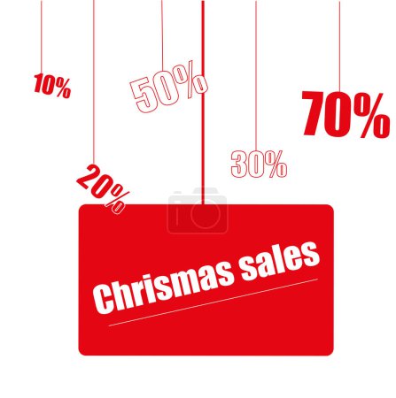Plate Chrismas Sale discount vector poster promotion. Red plate with white letters on white background.