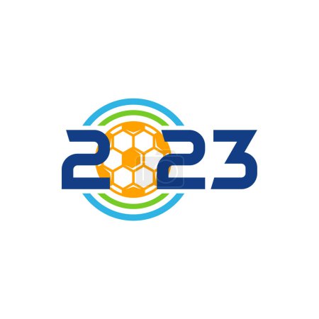 Illustration for 2023 Soccer logo template, Football 2023 logo design vector - Royalty Free Image