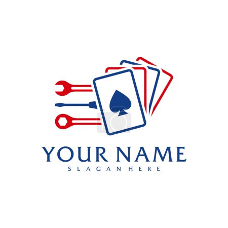 Téléchargez les illustrations : Modèle vectoriel de logo Mechanic Poker, concepts de conception de logo Creative Poker - en licence libre de droit