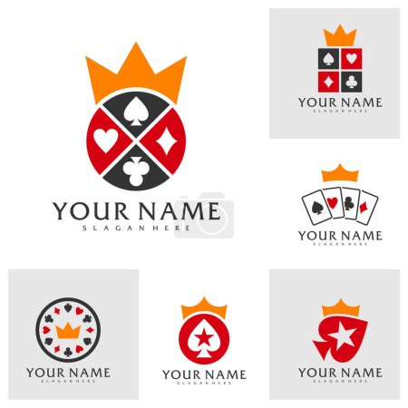 Téléchargez les illustrations : Set of King Poker logo vector template, Creative Poker logo design concepts - en licence libre de droit