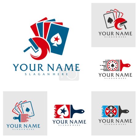Téléchargez les illustrations : Set of Paint Poker logo vector template, Creative Poker logo design concepts - en licence libre de droit