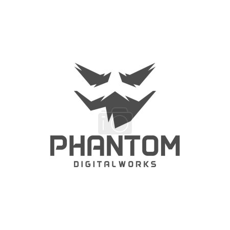 Ilustración de Plantilla de logotipo de fantasma de cara, vector de diseño de logotipo de Creative Ghost, concepto de logotipo de cara Ninja - Imagen libre de derechos