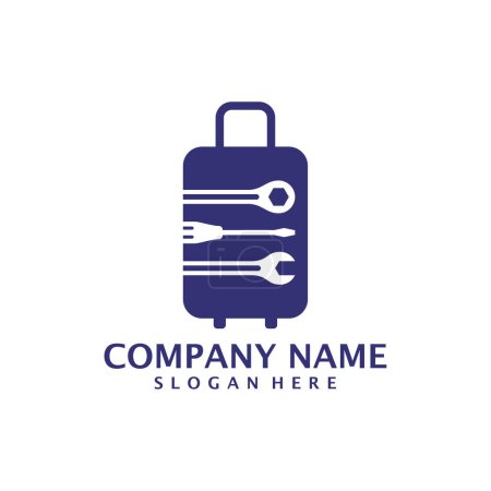 Téléchargez les illustrations : Mécanique logo de la valise vecteur de conception. Modèle de conception de logo de valise concept - en licence libre de droit