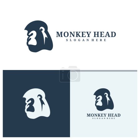 Affenkopf-Logo-Design-Vektor. Angry Monkey Illustration Logo-Konzept