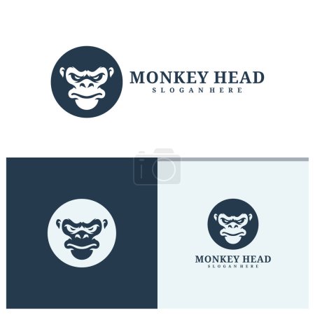 Affenkopf-Logo-Design-Vektor. Angry Monkey Illustration Logo-Konzept