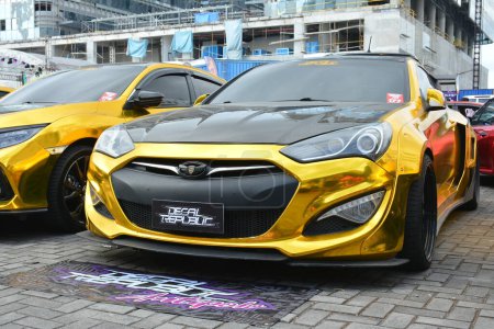 Photo for PASAY, PH - DEC 12 - Hyundai genesis at Bumper to Bumper 16 car show on December 12, 2021 in Pasay, Philippines. Bumper to Bumper is a nationwide car show held all year in the Philippines. - Royalty Free Image