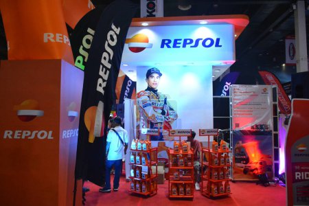 Photo for PASAY, PH - MAR 26 - Repsol oil booth at Inside Racing Motorshow on March 26, 2022 in Pasay, Philippines. Inside Racing is a motorshow held yearly in Philippines. - Royalty Free Image