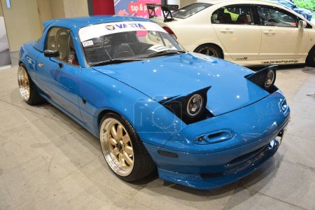 Photo for PARANAQUE, PH - DEC 17 - Mazda miata mx 5 at All out car show on December 17, 2022 in Paranaque, Philippines. All out is a annual car show event in Philippines. - Royalty Free Image