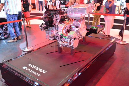 Photo for PASAY, PH - SEPT 17 - Nissan e power engine at Philippine International Motor Show on September 17, 2022 in Pasay, Philippines. P.I.M.S. is a car show event held in Philippines. - Royalty Free Image