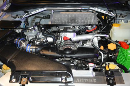 Téléchargez les photos : PASAY, PH - MAR 4 - Subaru impreza wrx engine au salon JDM Underground le 4 mars 2023 à Pasay, Philippines. JDM Underground est un salon automobile aux Philippines. - en image libre de droit