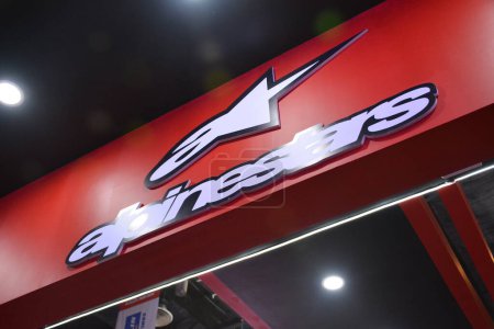 Photo for PASAY, PH - MAR 25 - Alpinestars booth signage at Inside racing bike festival on March 25, 2023 in Pasay, Philippines. Inside Racing is a motorcycle show event in Philippines. - Royalty Free Image