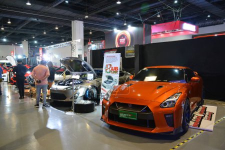 Photo for PASAY, PH - MAY 21 - Nissan gtr at Trans Sport Show on May 21, 2023 in Pasay, Philippines. Trans Sport Show is a annual aftermarket car show event in Philippines. - Royalty Free Image