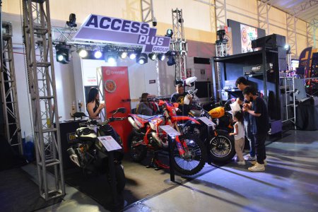 Photo for PASIG, PH - MAY 20 - Access plus group booth at Ride Ph on May 20, 2023 in Pasig, Philippines. Ride Ph is a motorcycle show event in Philippines. - Royalty Free Image