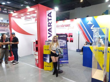 Photo for PASAY, PH - NOV 18 - Varta booth at Manila Auto Salon on November 18, 2023 in Pasay, Philippines. Manila Auto Salon is a aftermarket car event held in Philippines. - Royalty Free Image