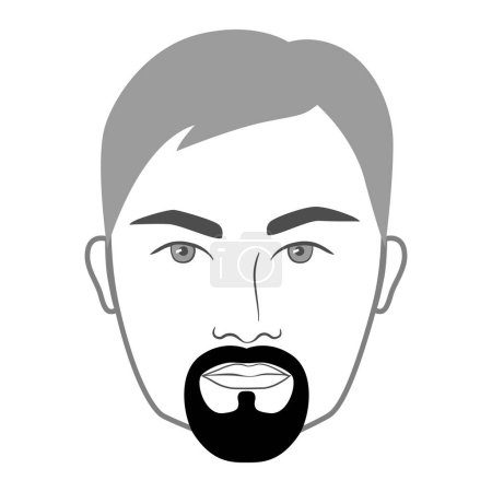 Goatee Beard style men in face illustration Circle Facial hair mustache. Van Dyke elegant Vector grey black portrait male Fashion template flat. Stylish hairstyle isolated outline on white background.