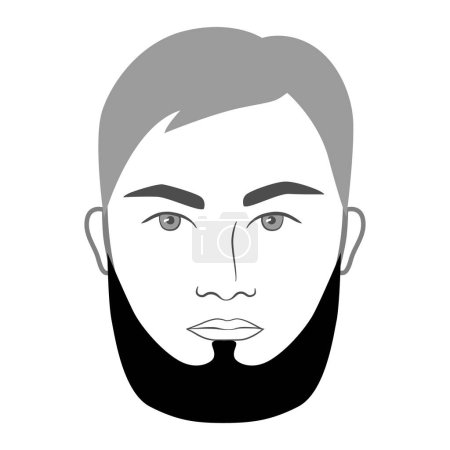 Illustration for Old Dutch Beard style men in face illustration Facial hair. Vector grey black portrait male Fashion template flat barber collection set. Stylish hairstyle isolated outline on white background. - Royalty Free Image