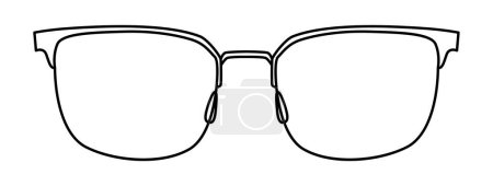 Ilustración de Browline gafas de montura de moda accesorio ilustración. Vista frontal de gafas de sol para hombres, mujeres, estilo silueta unisex, gafas de gafas de borde plano con contorno de estilo boceto de lente aislado en blanco - Imagen libre de derechos
