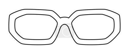 Ilustración de Rectángulo Gafas de montura retro ilustración accesorio de moda. Vista frontal de gafas de sol para hombres, mujeres, estilo silueta unisex, gafas de gafas de borde plano con contorno de estilo boceto de lente aislado - Imagen libre de derechos