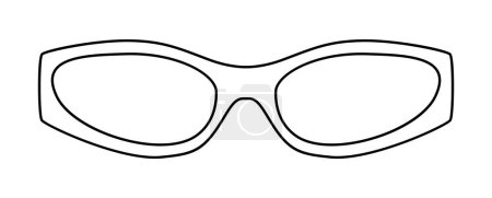 Ilustración de Catty Racer gafas de montura de moda accesorio ilustración. Vista frontal de gafas de sol para hombres, mujeres, estilo silueta unisex, gafas de gafas de borde plano con contorno de estilo boceto de lente aislado en blanco - Imagen libre de derechos