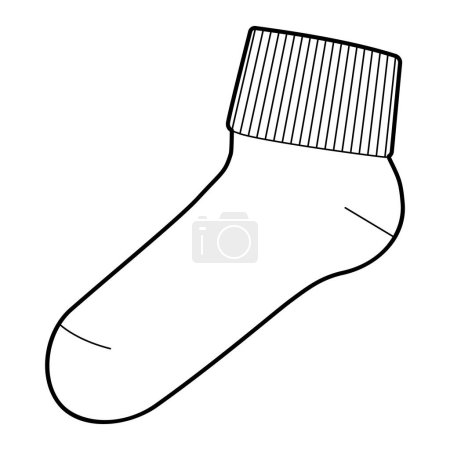 Bobby Socks hosiery, high ankle length. Fashion accessory clothing technical illustration stocking. Vector side view for Men, women, unisex style, flat template CAD mockup sketch outline isolated