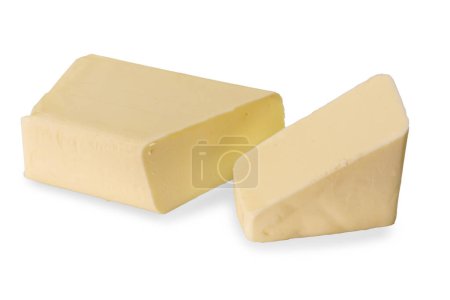 Photo for Block of butter cut  isolated on white, clipping path included - Royalty Free Image