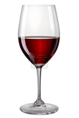 Red wine goblet glass isolated on white, clipping path included
