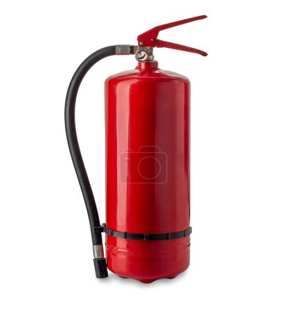 Foto de Extintor rojo aislado en blanco con camino de recorte incluido - Imagen libre de derechos