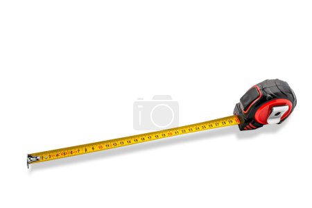 Téléchargez les photos : Ruban à mesurer de longueur 30 cm isolé sur blanc avec chemin de coupe inclus - en image libre de droit