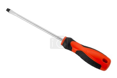 Screwdriver flat tip with red and black handleScrewdriver flat tip with red and black handle isolated on white with clipping path included