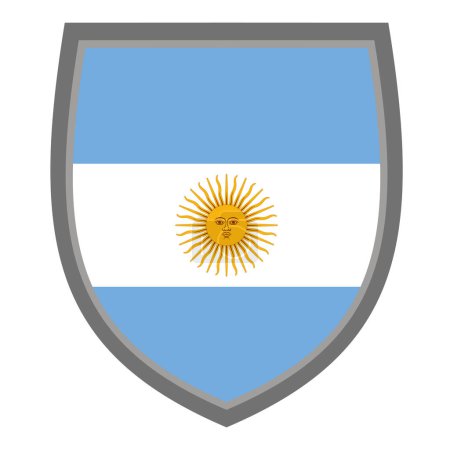 Téléchargez les illustrations : Bouclier avec les couleurs du drapeau argentin - couleur RVB originale - icône bouclier argentin découpé - en licence libre de droit