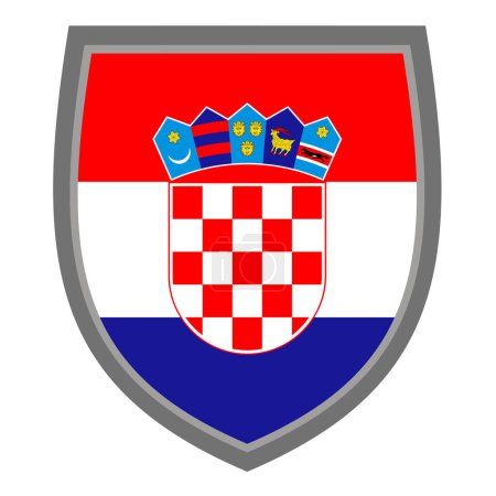 Téléchargez les illustrations : Bouclier avec les couleurs du drapeau croate - couleur RVB originale - icône Bouclier croate découpé - en licence libre de droit