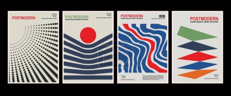 Kunstwerke, Plakate inspiriert postmoderne Vektor abstrakte dynamische Symbole mit fetten geometrischen Formen, nützlich für Web-Hintergrund, Plakatkunst-Design, Magazin-Titelseite, hallo-tech-Druck, Cover-Artwork