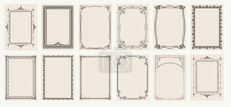 Illustration for Big set Template of Decorative vintage frames,borders rectangular shape. Baroque, Art Nouveau, Modern , Victorian style - Royalty Free Image