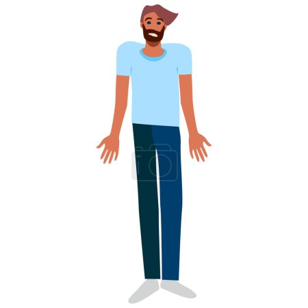 Ilustración de Hombre posando. Hombre joven de cuerpo entero con ropa casual. Ilustración vectorial en estilo plano - Imagen libre de derechos