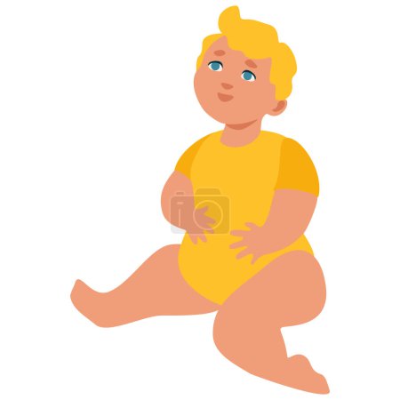 Ilustración de Bebé posando. Bebé sentado en el suelo. Ilustración vectorial en estilo plano - Imagen libre de derechos