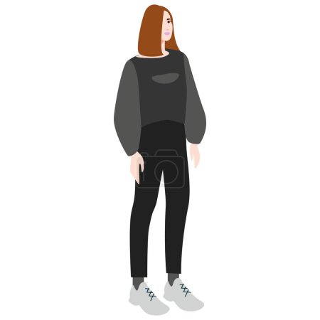 Illustration for Woman posing. Young Woman Full Length Wearing Casual Clothes. Vector illustration in Flat style - Royalty Free Image