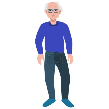 Ilustración de Viejo posando. Hombre joven de cuerpo entero con ropa casual. Ilustración vectorial en estilo plano - Imagen libre de derechos