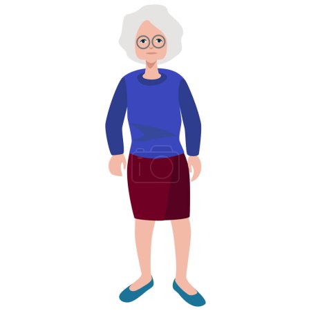 Ilustración de Mujer posando. Mujer vieja de cuerpo entero con ropa casual. Ilustración vectorial en estilo plano - Imagen libre de derechos