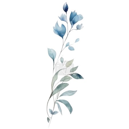 Foto de Ilustración flor acuarela Ilustración de una flor azul y verde - Imagen libre de derechos