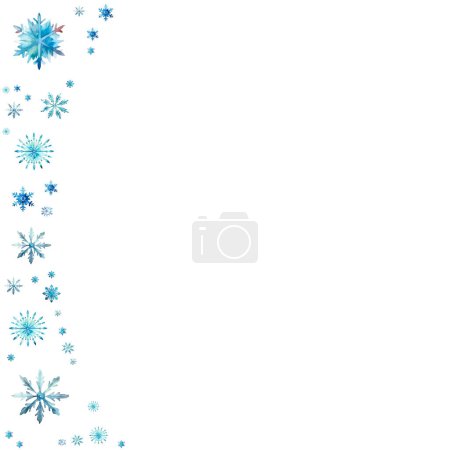 Foto de Marco de vacaciones de Navidad con remolinos y copos de nieve, ilustración de invierno de acuarela sobre fondo blanco. - Imagen libre de derechos