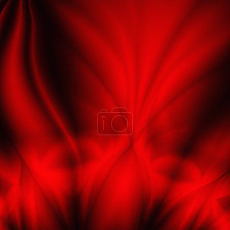 Rotes Licht auf schwarzem Hintergrund. Ein paar Ausbrüche roter Farbe ähnlich den Nordlichtern. Verschwommenes abstraktes Hintergrundlicht. Leuchtende symmetrische und asymmetrische Linien und Formen.