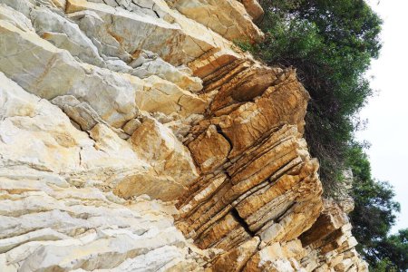 Photo for Flysch is a series of marine sedimentary rocks that are predominantly clastic in origin and are characterized by the alternation of several lithological layers. Balkans Montenegro Herceg Novi Meljine - Royalty Free Image